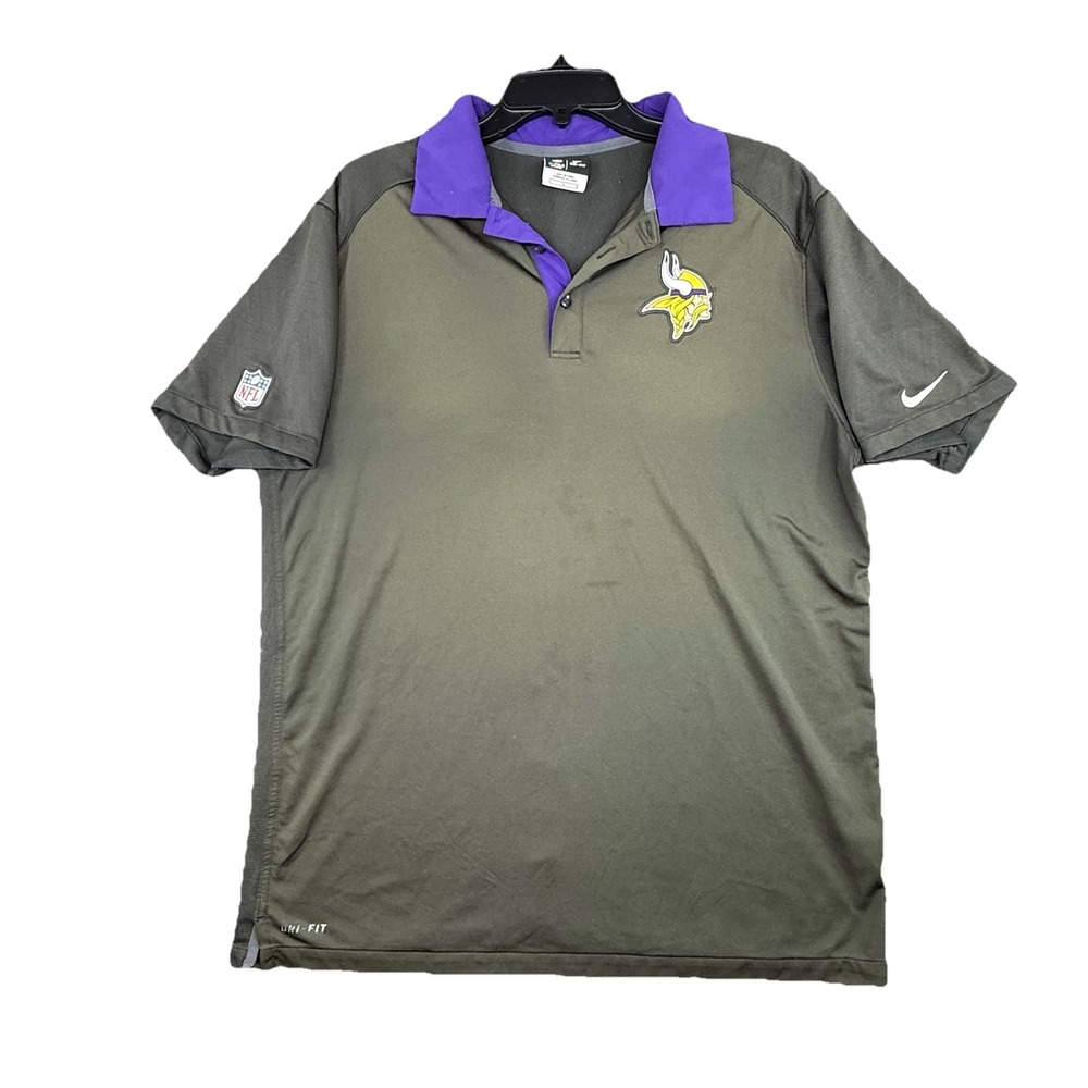 Minnesota Vikings Nike NFL On Field Dri-Fit Polo Men's Black/Gray Large‎